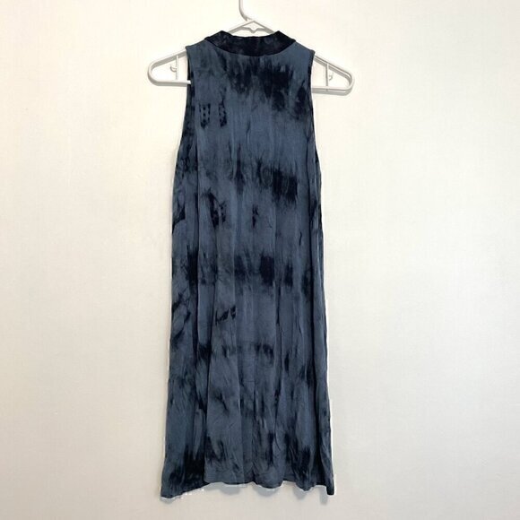 BRAEVE EVEREVER Tie Dye Swing Dress Blue Navy Sleeveless High Neck Cutout Mini - Picture 11 of 14
